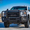 GMC 2500HD 3500HD Herd Aero LT PLUS Bumper Grille Guard (Black Polyurea Coating; Installed)