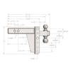 2.5" Heavy Duty Adjustable 6" Drop Hitch By BulletProof Hitches - Drawing