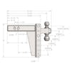 2.5" Heavy Duty Adjustable 8" Drop Hitch By BulletProof Hitches - Drawing