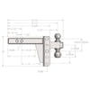 2" Heavy Duty Adjustable 4" Drop Hitch By BulletProof Hitches - Drawing