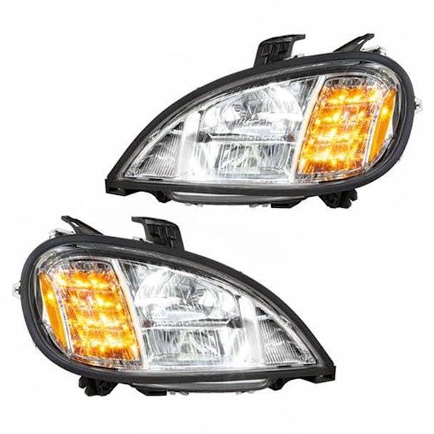 Freightliner Columbia Chrome Full LED Headlight 2001-2020 Lights On