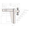 2.5" Heavy Duty Adjustable 10" Drop Hitch By BulletProof Hitches - Drawing