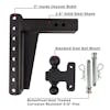 2.5" Heavy Duty Adjustable 10" Drop Hitch By BulletProof Hitches - Kit Diagram