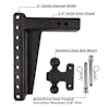 2.5" Heavy Duty Adjustable 12" Drop Hitch By BulletProof Hitches - Kit Diagram
