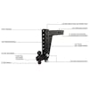 2.5" Heavy Duty Adjustable 12" Drop Hitch By BulletProof Hitches - Diagram