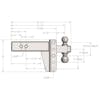 3" Heavy Duty Adjustable 4" Drop Hitch By BulletProof Hitches - Drawing