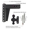 3" Heavy Duty Adjustable 8" Drop Hitch By BulletProof Hitches - Kit Diagram