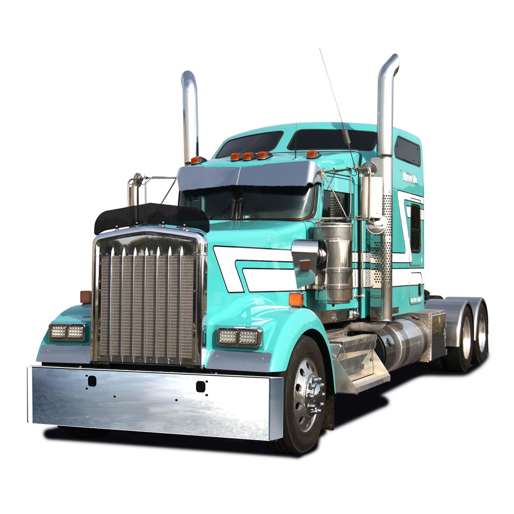 Kenworth W900L W900B Chrome Mitered End Bumper By RoadWorks Kenworth W900L W900B Chrome Mitered End Bumper By RoadWorks