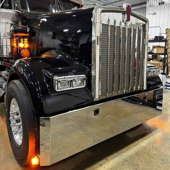 Kenworth W900L W900B Chrome Mitered End Bumper By RoadWorks Example