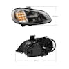 Freightliner M2 LED Blackout Projection Headlight Assembly - Passenger Dimensions