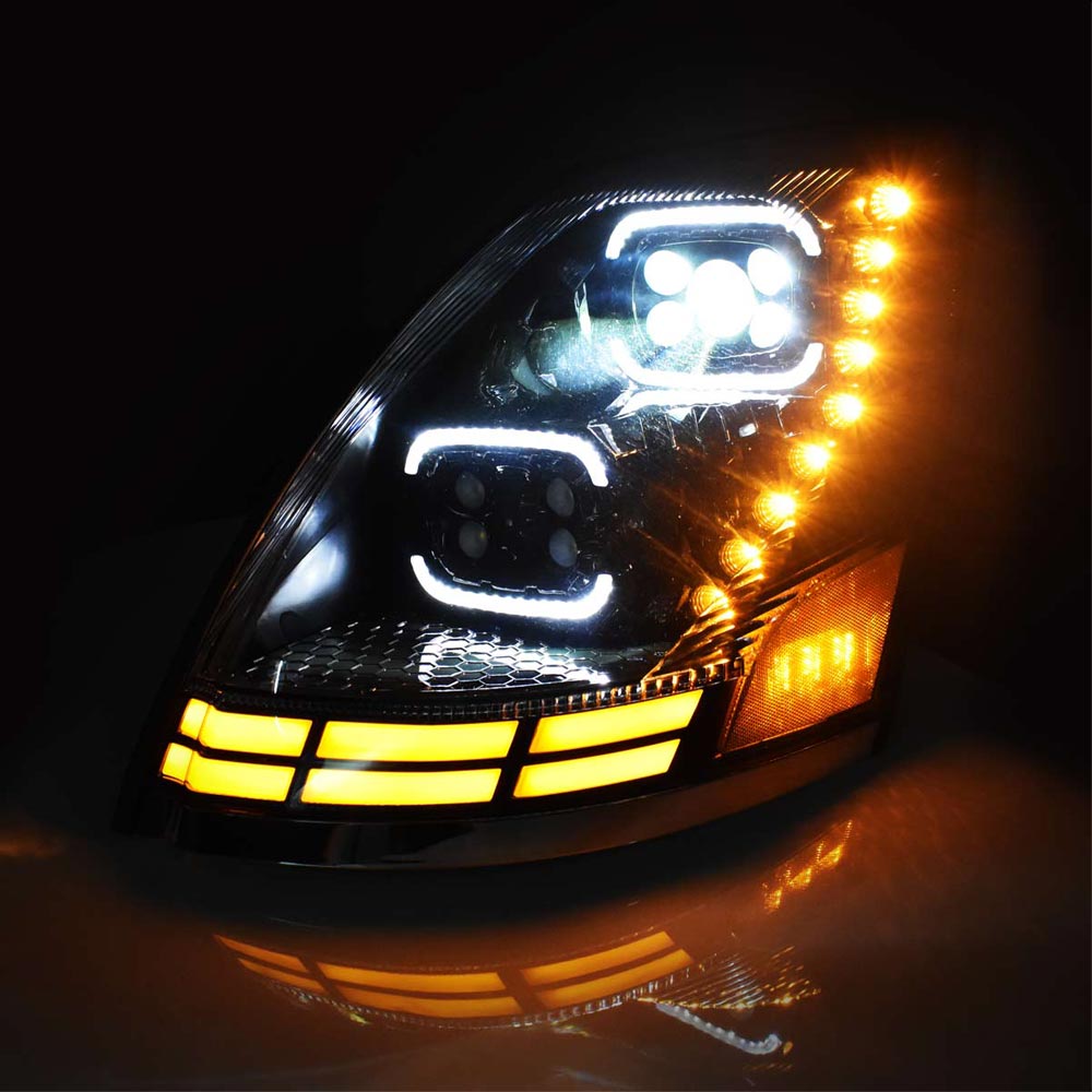 thumbnail image 2 of LEAVAN Black Projector Halogen Headlight - Right Side For Volvo VNL Semi Truck 2004-2017 2 of 5