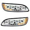 Peterbilt 382 384 386 387 Chrome Competition Series Quad-LED Headlight - Both sides LED on