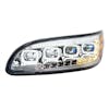 Peterbilt 382 384 386 387 Chrome Competition Series Quad-LED Headlight - Front view LED on