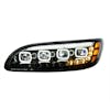 Peterbilt 382 384 386 387 Blackout Competition Series Quad-LED Headlight - Driver side on