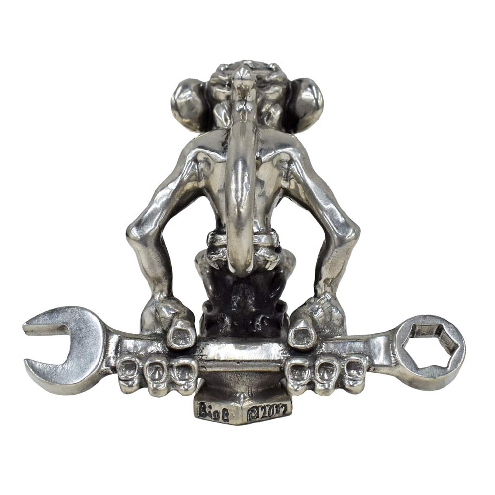 Crabby Monkey Knuckle Dragger Mechanic Pewter Hood Ornament