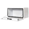 Pro Series White Smooth Aluminum Underbody Tool Box - Open Tilted Right
