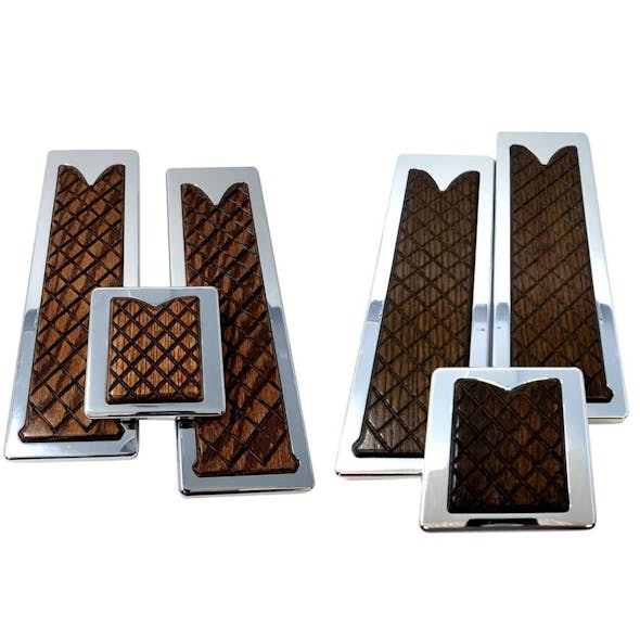 Lifetime Kenworth Chrome Plated Billet Aluminum Foot Pedal Set With Wooden Inlay 2005 & Older - Default