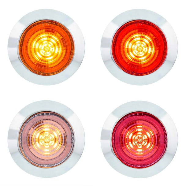 1 1/4" Round 6 LED Clearance Marker Light Showing The Different LED/Lens Offered