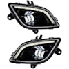 Freightliner Cascadia Black LED Fog Light With Light Driver and Passenger Side LED On