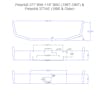 Peterbilt 377 377AE SBA Chrome Bumper By Valley Chrome - 22582 & 22586 Dimensions