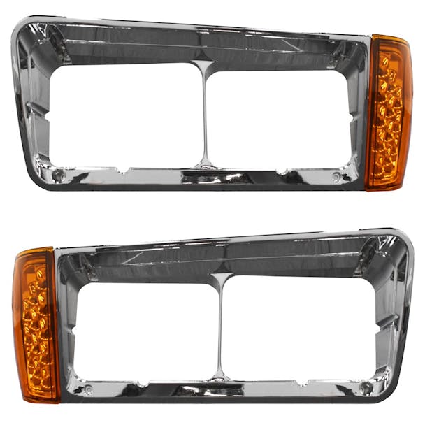 Freightliner FLD Headlight Bezel With LED Turn Signal Light