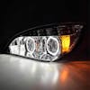 Freightliner Cascadia 2018+ Chrome Full LED Projection Headlight With DRL Halo Rings Angled View LEDs on