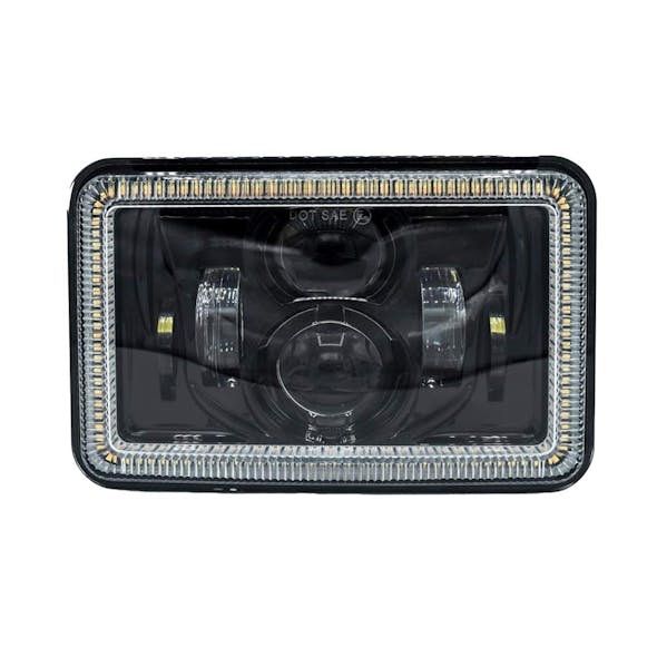 4" x 6" Full LED High & Low Beam Rectangular Headlight With Dual Function Angel Eye Halo - Main