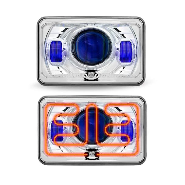 4" x 6" LED Projector Headlight With Optional Heat And Backlit Auxiliary High or Low Beam by Trux - Default