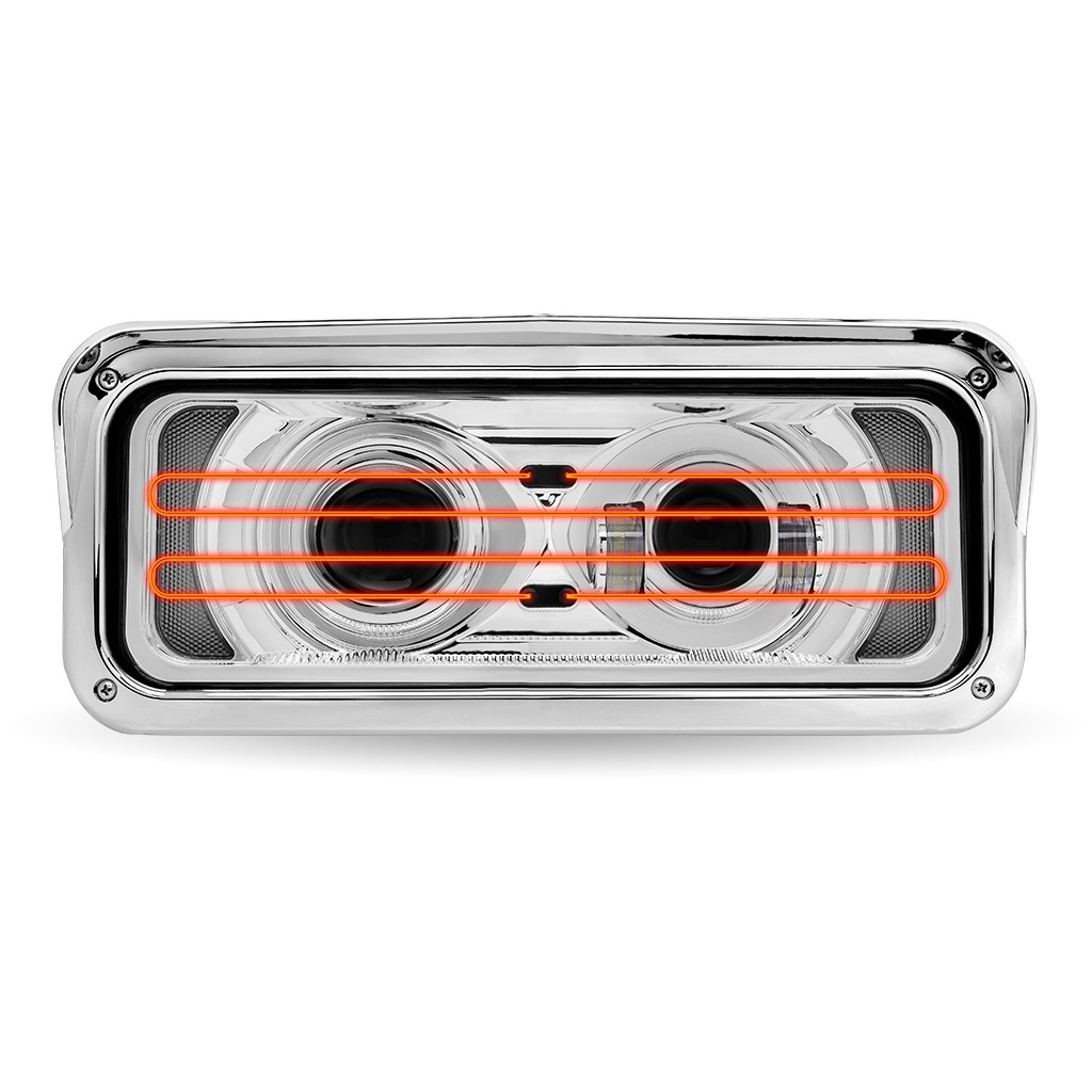 Peterbilt 379 378 365 357 Chrome Projector Headlight Assembly With