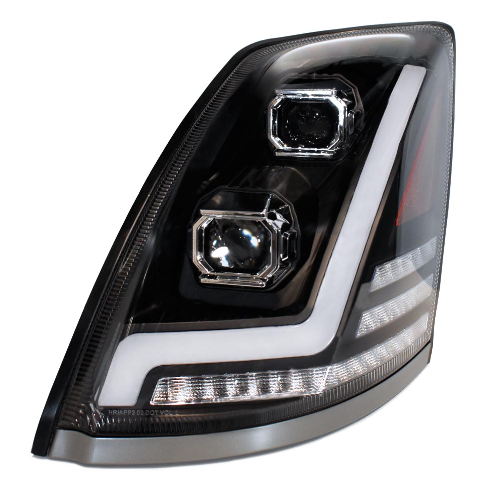 Volvo VN VNL Blackout Projector Headlight With LED DRL Bolt