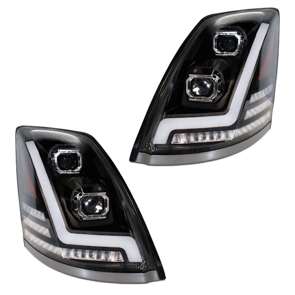 Volvo VN VNL Blackout Full LED Projector Headlight With DRL Bolt & Sequential Turn Signal 2003-2017 - Thumbnail
