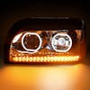 Freightliner Century Full LED Blackout Projector Headlight With Turn Signal Light Bar On