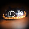 International LT Full LED Blackout Projector Headlight With Halo DRL & Turn Signal Lights On