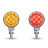 3" Mini Round Double Facing Single Post LED Marker & Turn Signal Light Amber/Red Clear Lens