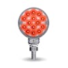 3" Mini Round Double Facing Single Post LED Marker & Turn Signal Light Red Light Clear Lens