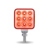 3" Mini Square Double Facing Single Post LED Red Clear