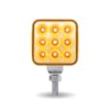 3" Mini Square Double Facing Single Post LED Amber Clear