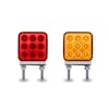 3" Mini Square Double Facing Double Post LED Marker & Turn Signal Reflector Light amber red lens