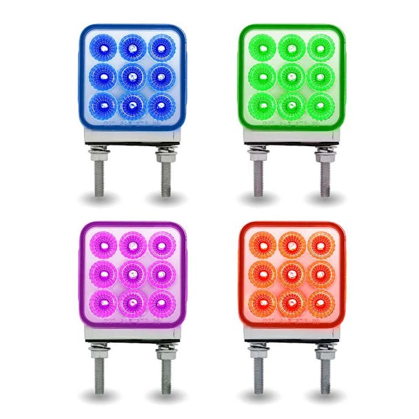 3" Square Double Post Dual-Revolution LED Reflector Marker/Turn Signal Light