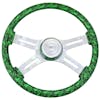 18" Skulls Pattern Steering Wheel - Green