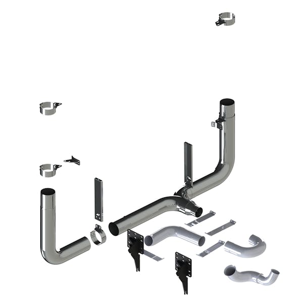 Peterbilt 389 2018+ 7" Chrome Plated Stainless Steel DPF Shift Exhaust Kit Default