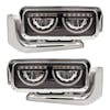 Peterbilt 389 589 Blackout LED Headlight Assembly with Half Moon DRL Feature and Custom Mounting Arm - Both Sides