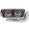Peterbilt 389 589 Blackout LED Headlight Assembly with Half Moon DRL Feature and Custom Mounting Arm - Passenger