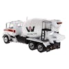 Western Star 4700 SF White Concrete Mixer Truck & Drum Replica 1/50 Scale Side Angled View