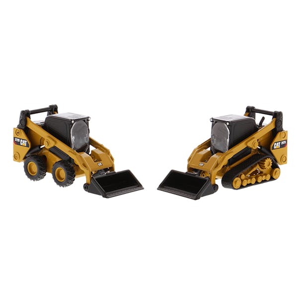 Caterpillar 272D2 Skid Steer Loader With Caterpillar 297D2 Compact Track Loader Replica 1/64 Scale Both View