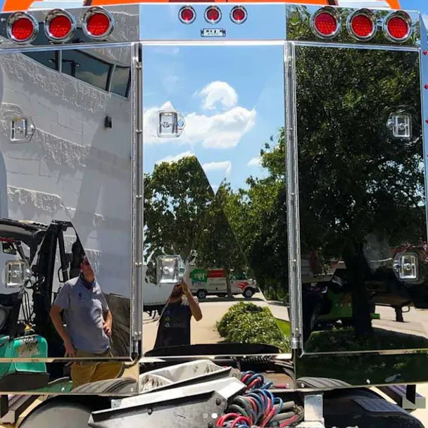 Angled Stainless Steel Door Enclosed Headache Rack - Raney's Truck Parts