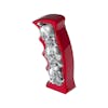 Chrome Skull Pistol Grip Thread On Shift Knob - Candy Red Tilt Right