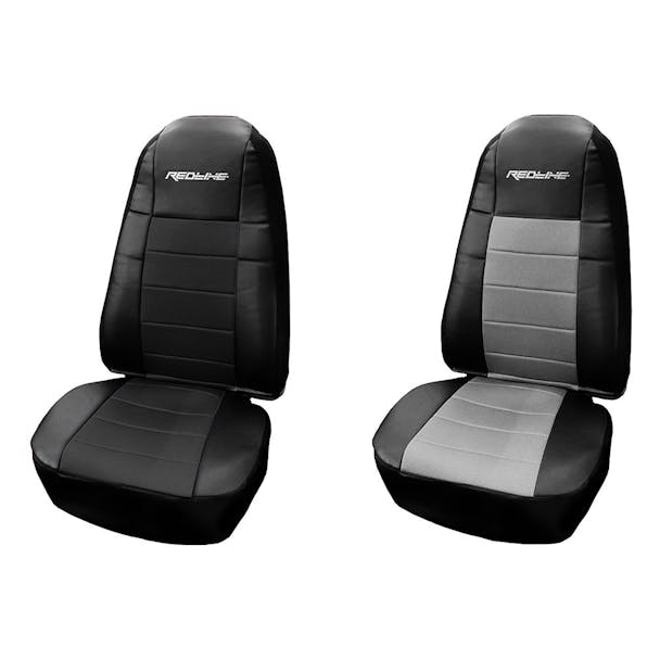 Universal Faux Leather and Cloth 2-Piece Premium Highback Seat Cover by Redline - Thumbnail