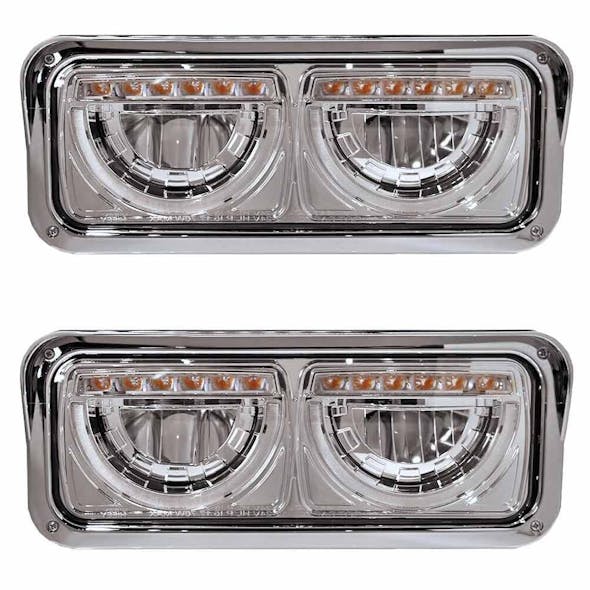 Peterbilt 357 365 378 379 Half Moon Rectangular Chrome Headlight Assembly