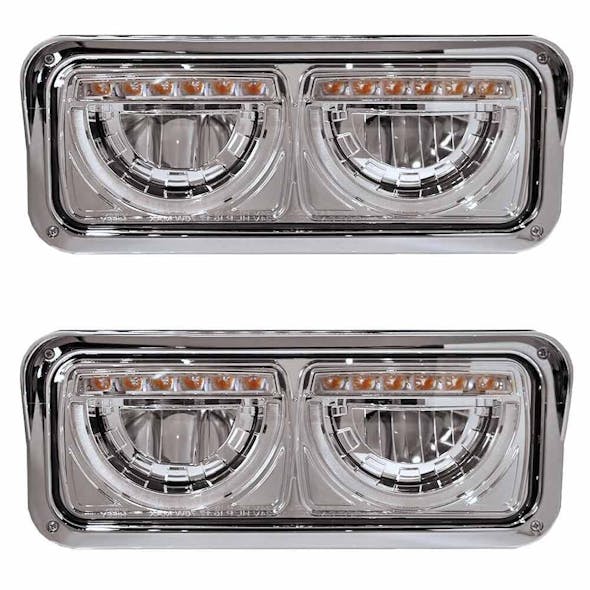 Freightliner Classic Half Moon Rectangular Chrome Headlight Assembly